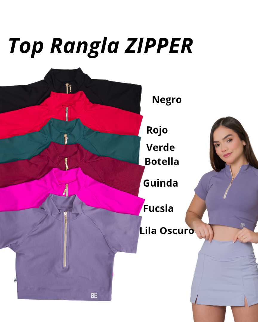 Top Rangla Zipper Manga Corta