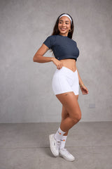 Short Corto Pretina Cruzada Color Entero